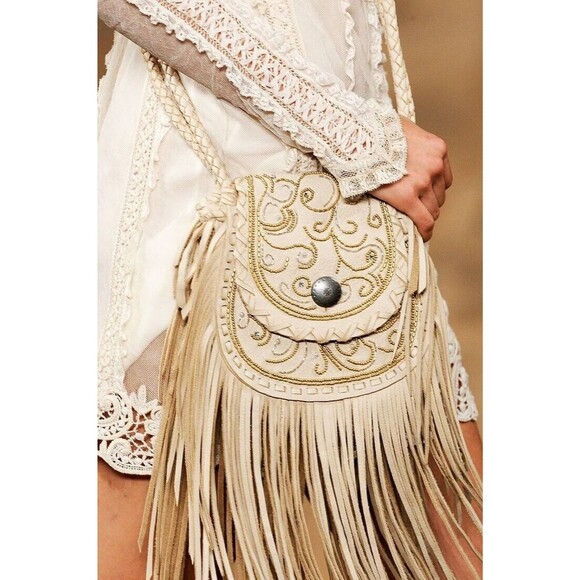 Ralph Lauren Handbags - Ralph Lauren Cream Leather Fringe Beaded Crossbody Bag, 2011 Runway Collection